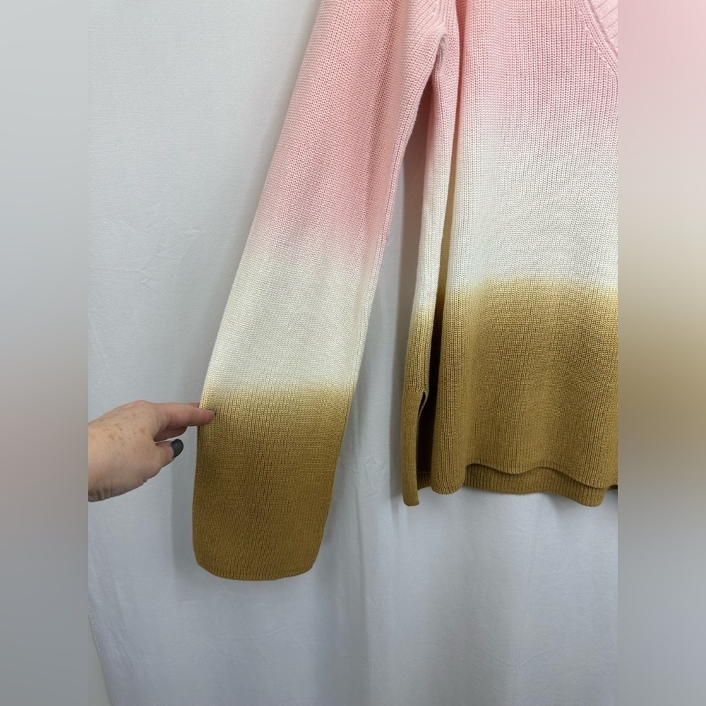 Anthropologie Ombre V Neck Sweater Pink White Gold Long Sleeve Size Medium NWT - Picture 7 of 10